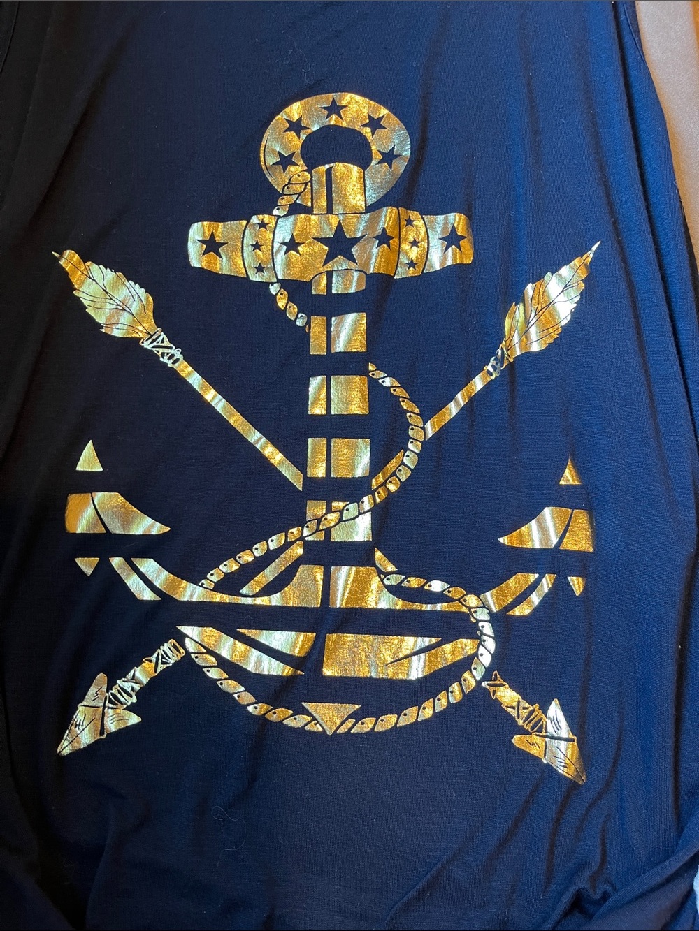 Free Kisses Navy Blue Anchor Scoop Neck Crochet Lace Panels - Picture 3 of 9